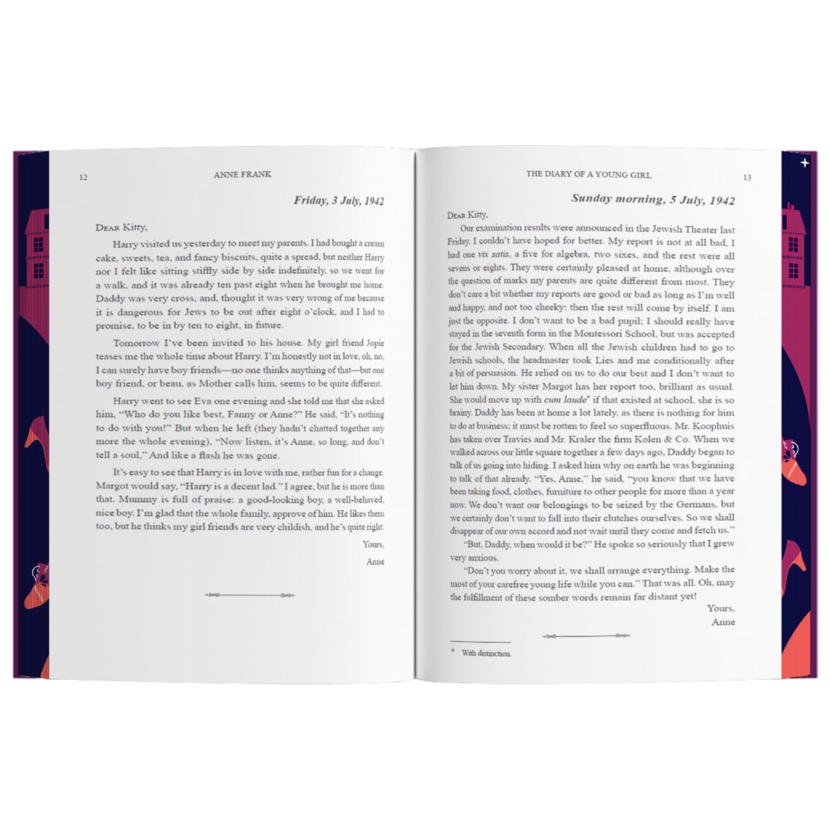 The Diary of a Young Girl by Anne Frank - Wilco Classics hardback open interior pages