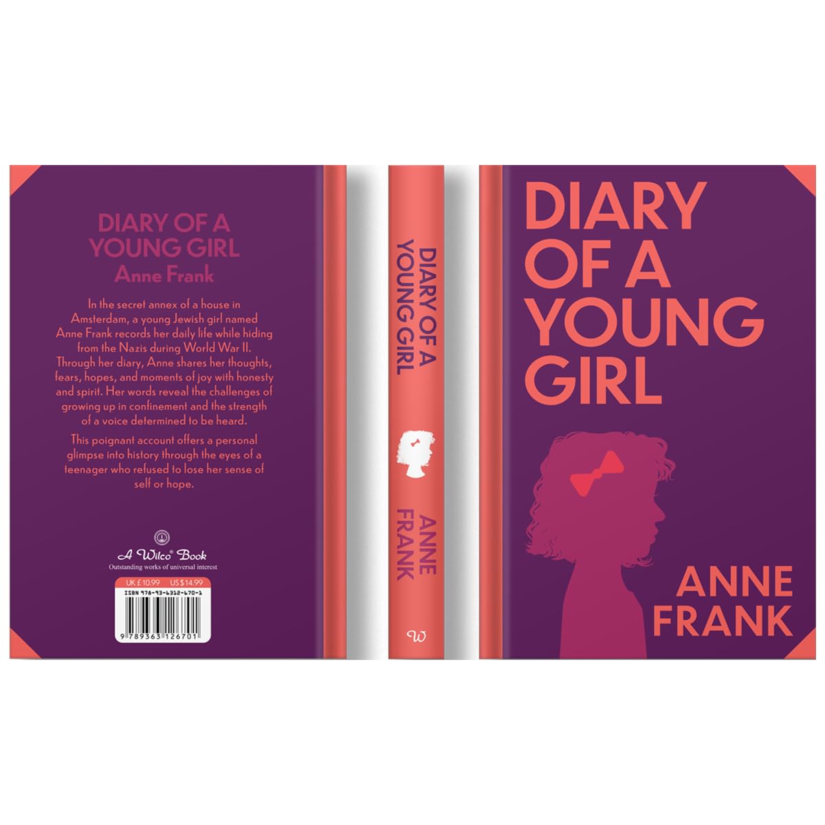 The Diary of a Young Girl by Anne Frank - Wilco Classics premium hardback spine detail