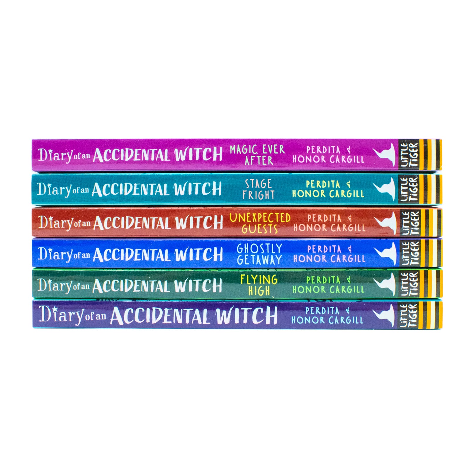 Diary of an Accidental Witch Unexpected Guests and Stage Fright paperback book covers by Cargill sisters