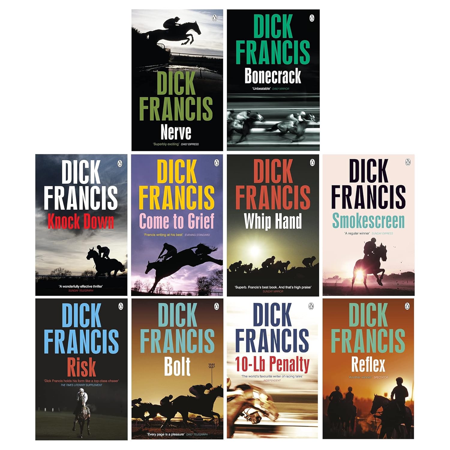 Dick Francis 10 book paperback set - Smokescreen, Risk, Bolt, 10-Lb Penalty and more