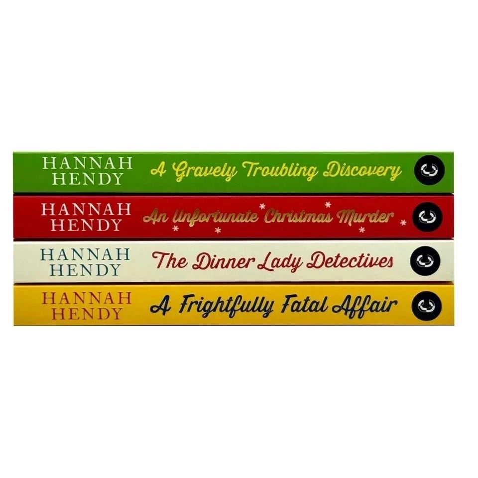 The Dinner Lady Detectives and A Frightfully Fatal Affair paperback covers by Hannah Hendy