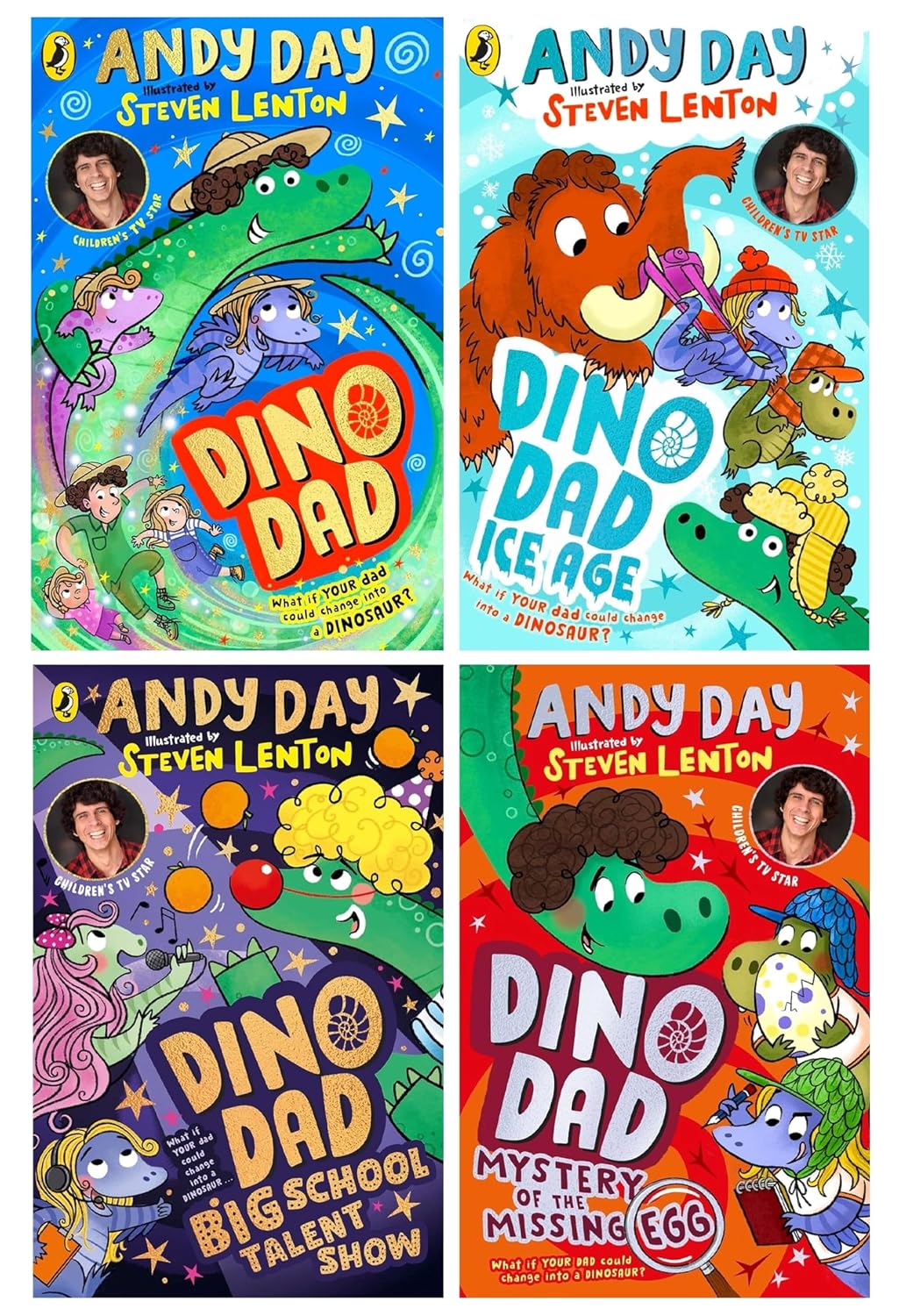 Dino Dad Series 4 Books Collection Set by Andy Day - paperback covers for ages 5-8