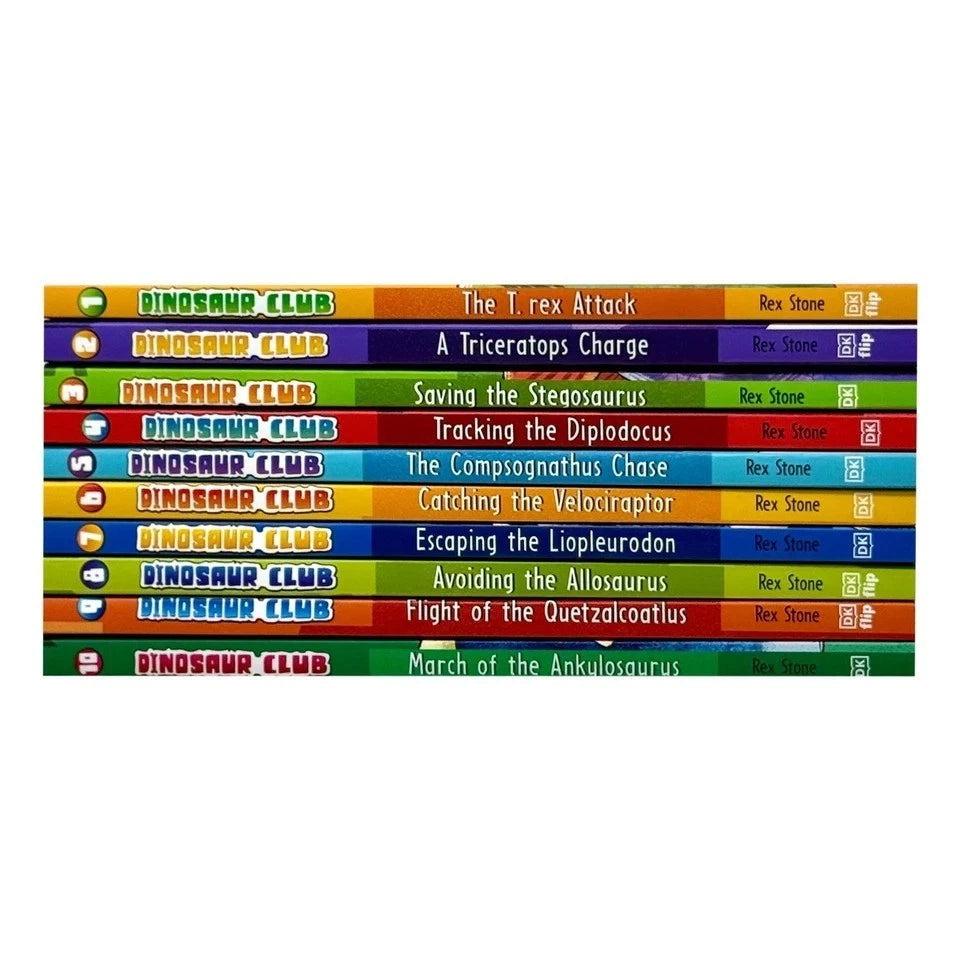 Dinosaur Club paperback set showing Saving the Stegosaurus and Tracking the Diplodocus covers