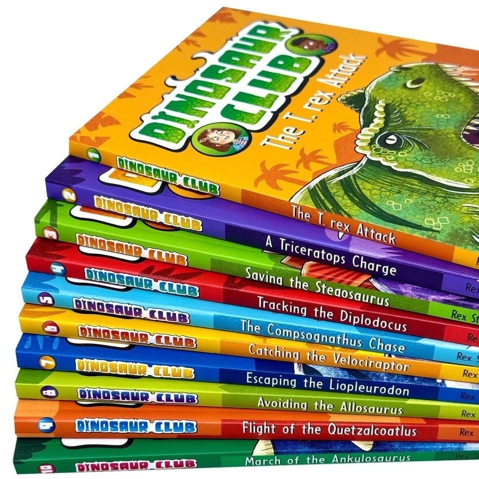 Dinosaur Club paperback titles including The T-Rex Attack and A Triceratops Charge by Rex Stone