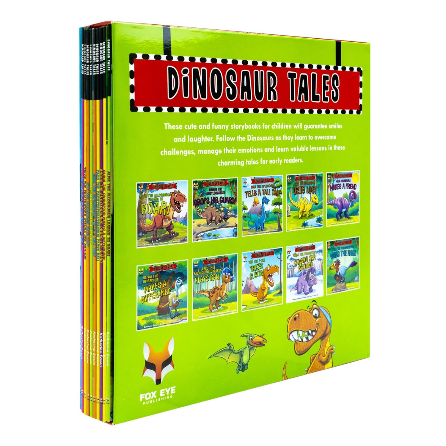 Dinosaur Tales picture book set showing Alfie Allosaurus Learn to Roar paperback cover