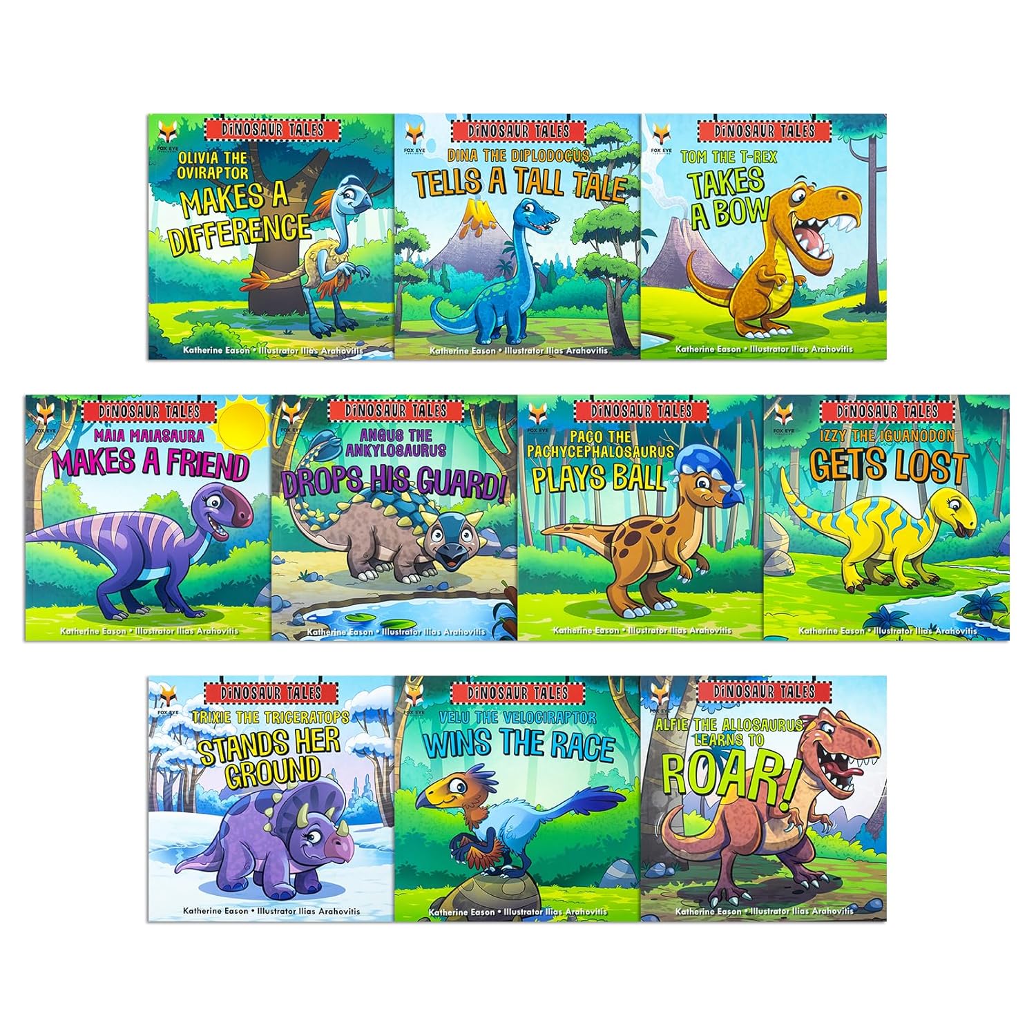 Dinosaur Tales picture books for children ages 3-5 by Katherine Eason paperback set