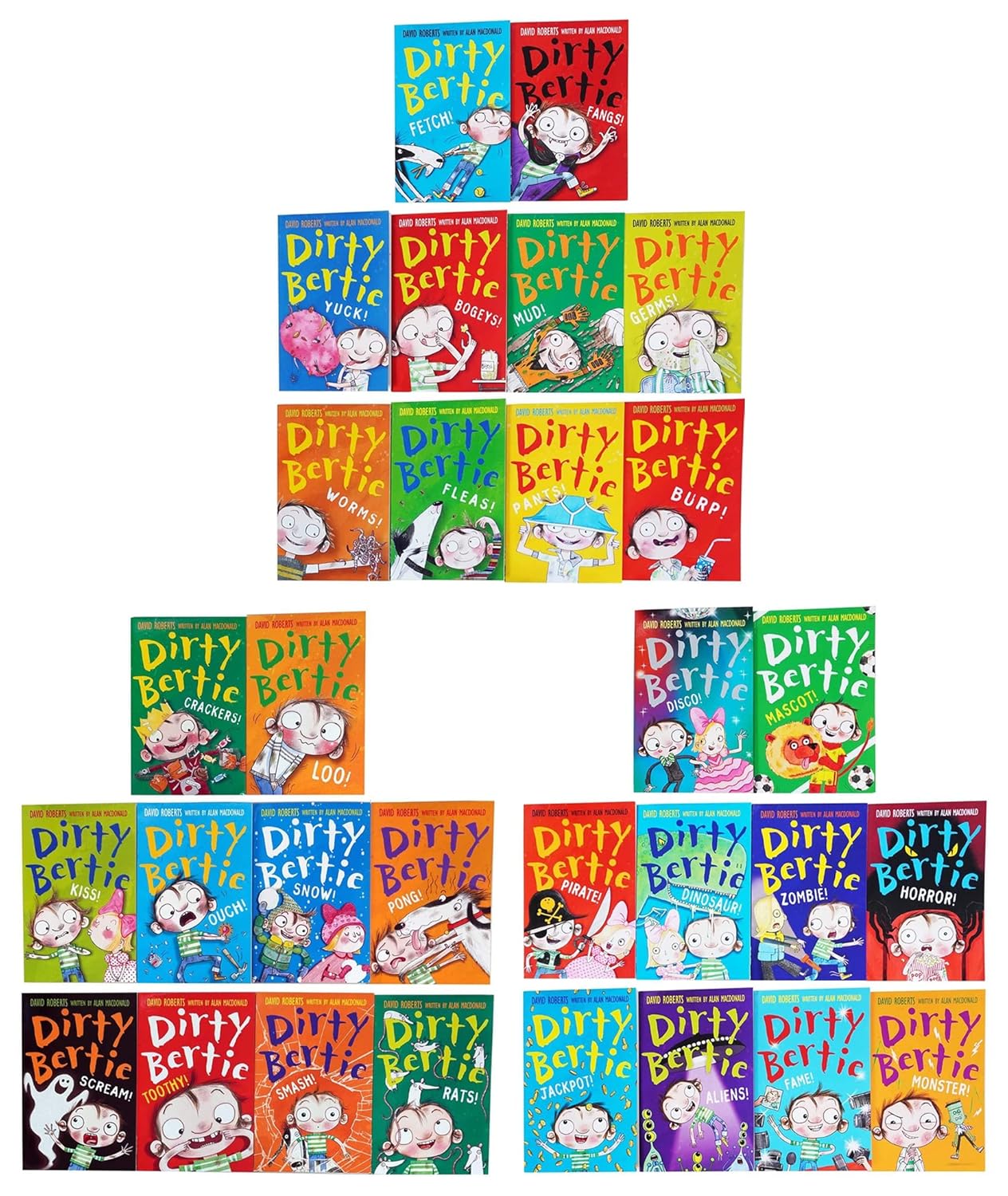 Dirty Bertie Series 1, 2 & 3 – 30 Books Collection Set by Alan MacDonald, paperback chapter books for ages 5-7