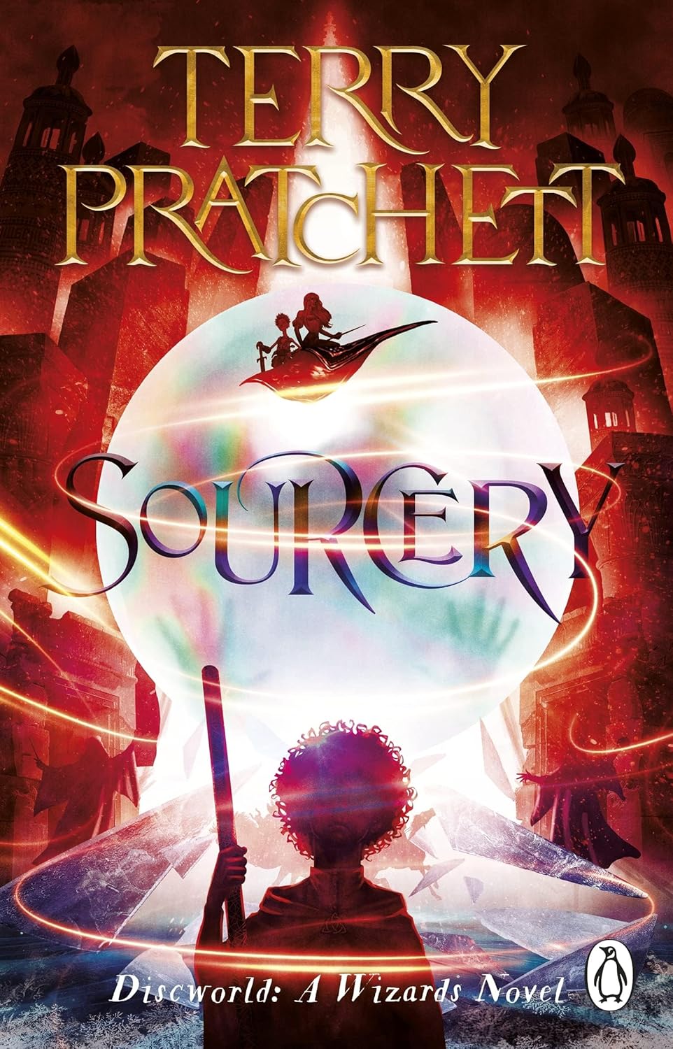 Close-up of The Colour Of Magic paperback cover from the Discworld Series 1-5 collection