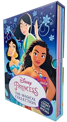 Disney Princess The Magical Collection 8 Books Box Set by DK - Paperback - featuring Moana, Mulan, Pocahontas, Tiana, Ariel, Belle, Cinderella and Jasmine, Ages 5-7