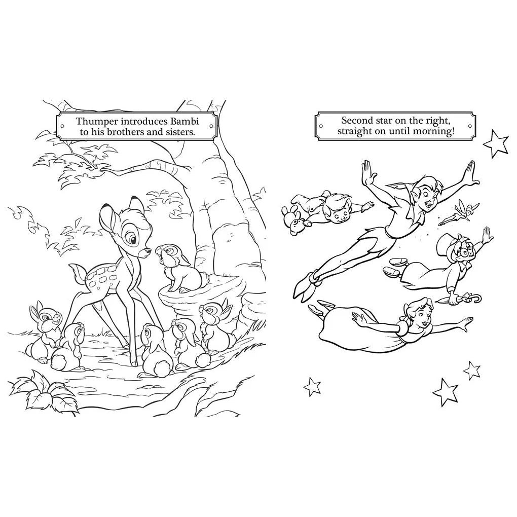 Disney: Simply Colouring by Igloo Books - inside colouring pages featuring Dumbo and Pinocchio, over 30 pages