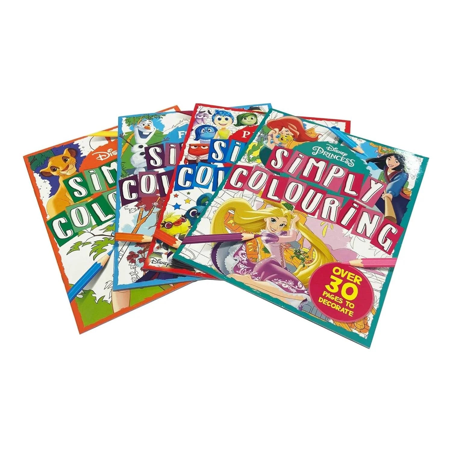 Disney: Simply Colouring by Igloo Books - back cover of the Disney colouring book showing sample illustrations