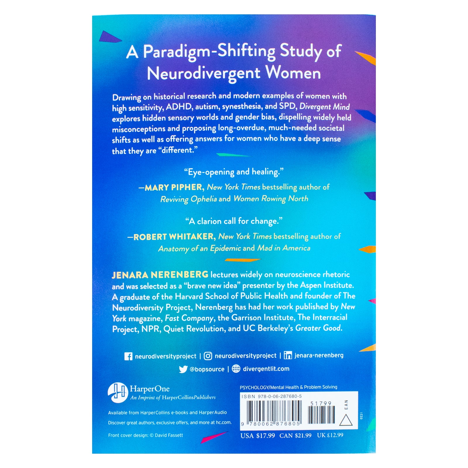 Divergent Mind by Jenara Nerenberg - Paperback edition, back cover with book description