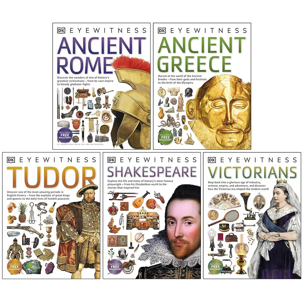 DK Eyewitness Collection 4 Books Set - Ancient Greece, Tudor, Shakespeare, Victorians - Paperback for Ages 9-12