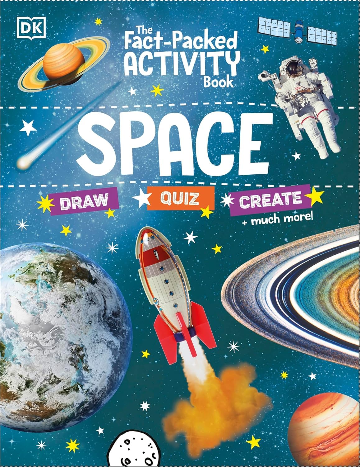 The Fact-Packed Activity Book: Dinosaurs by DK - paperback activity book cover for ages 5-9