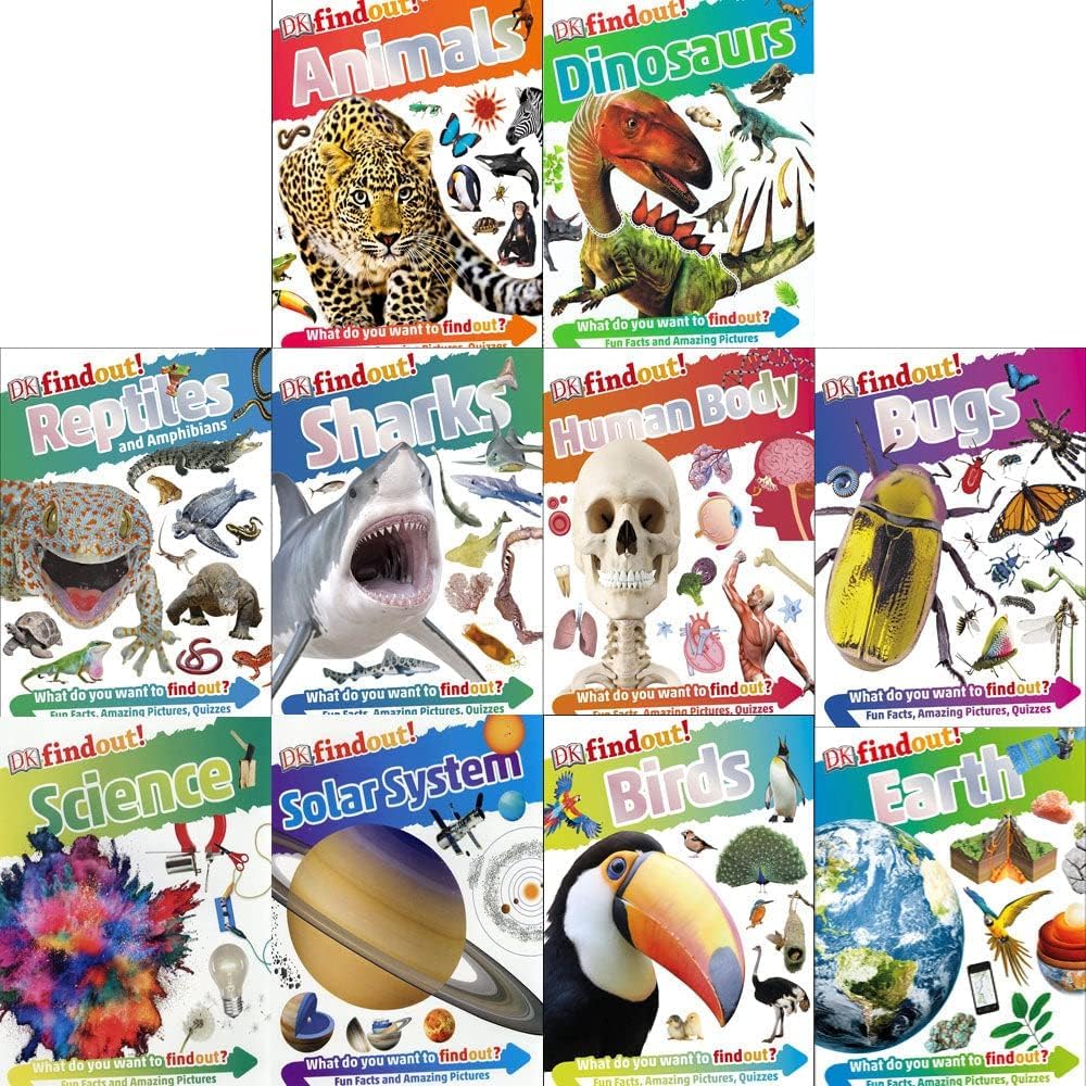 DK Findout! 10 Books Collection Set - full set of 10 paperback non-fiction books for children ages 7-9