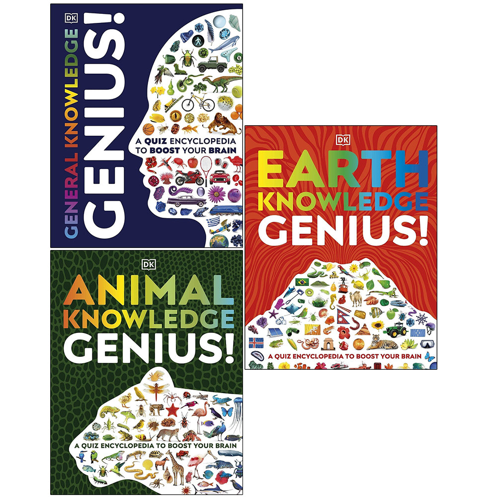 DK Knowledge Genius 3 Books Collection Set - General, Animal & Earth Knowledge Genius - Paperback quiz encyclopedias for ages 9-12