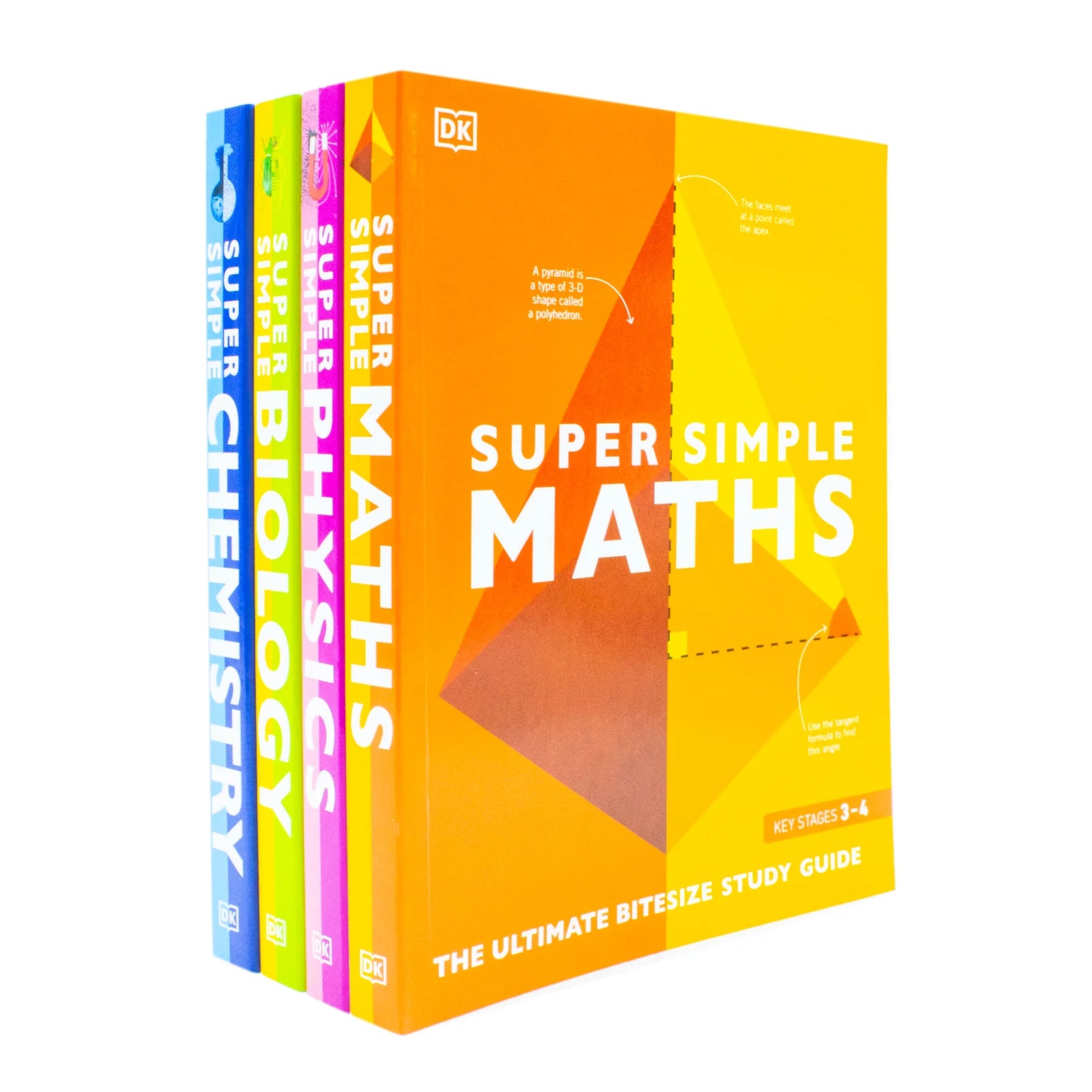 DK Super Simple 4 Books Collection Set - Maths, Biology, Physics and Chemistry paperback study guides for ages 11-16