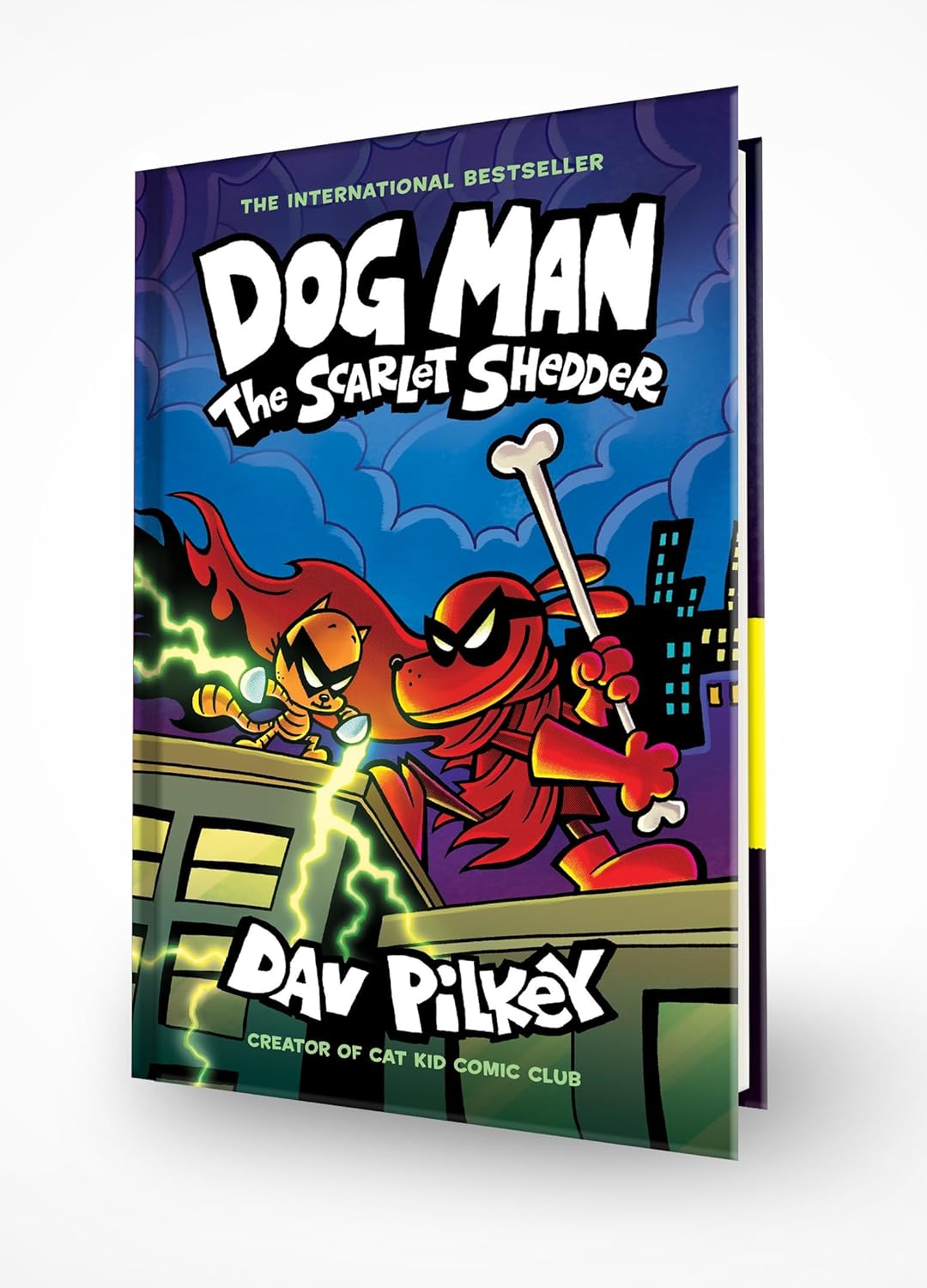 Dog Man 12: The Scarlet Shedder by Dav Pilkey - hardcover graphic novel back cover with blurb
