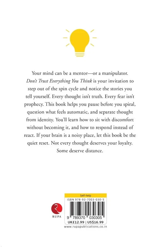 Don't Trust Everything You Think by Noa Ellery - Full paperback cover, non-fiction self-help book