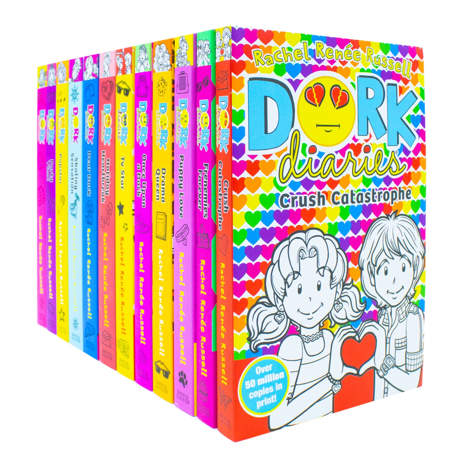 Dork Diaries 12 Books Collection Set by Rachel Renée Russell - paperback boxed set including Party Time, Pop Star and Skating Sensation, ages 9-12