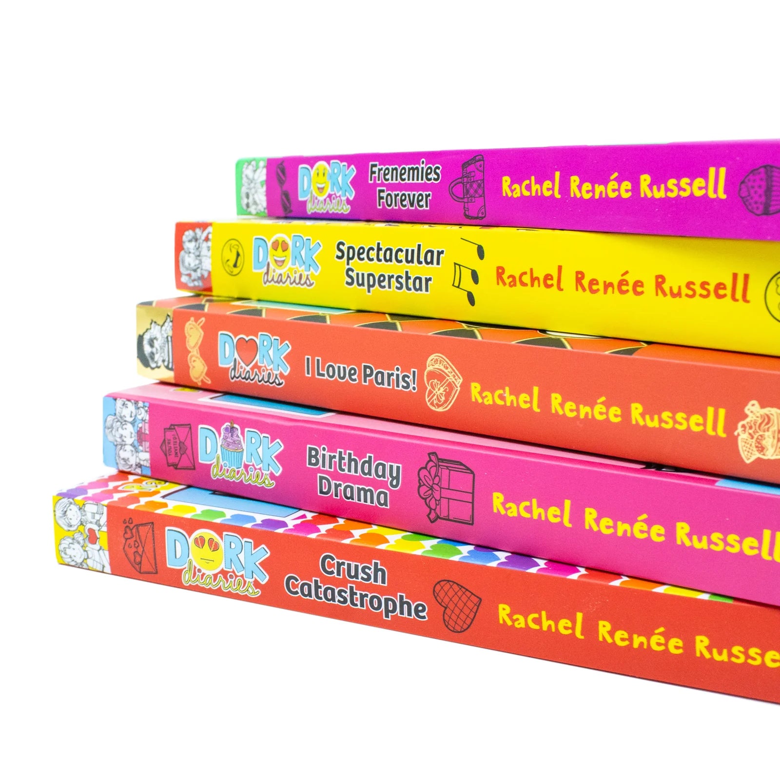 Dork Diaries tween paperback collection set by Rachel Renee Russell - stacked books