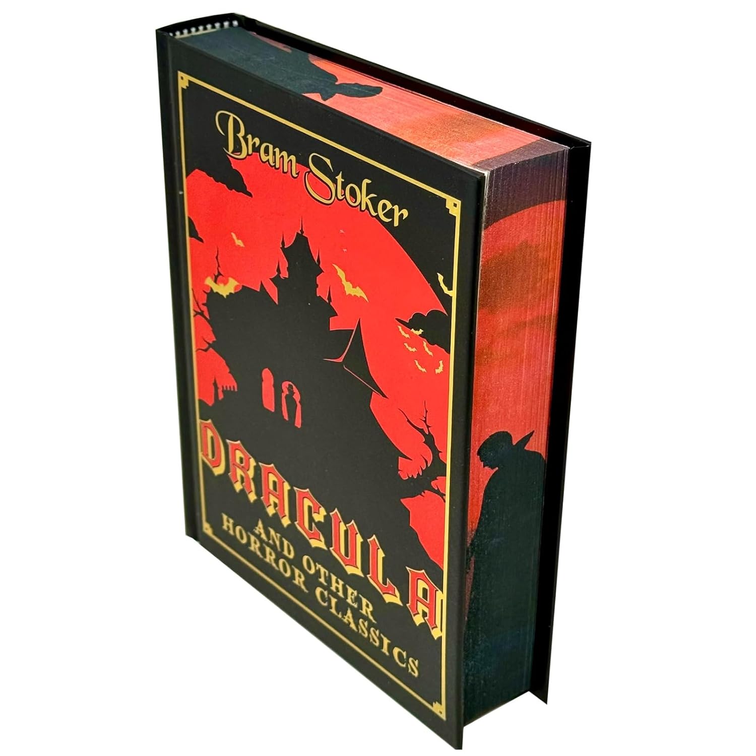 Spine view of Dracula and Other Horror Stories by Bram Stoker sprayed edge hardback collectible edition