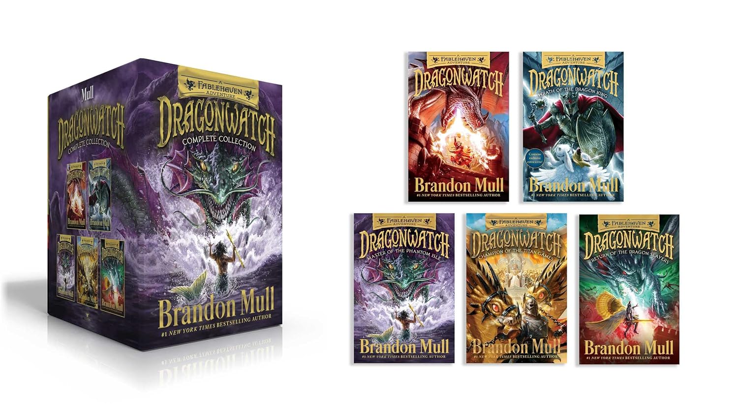 Dragonwatch series by Brandon Mull paperback collection set back cover with book spines