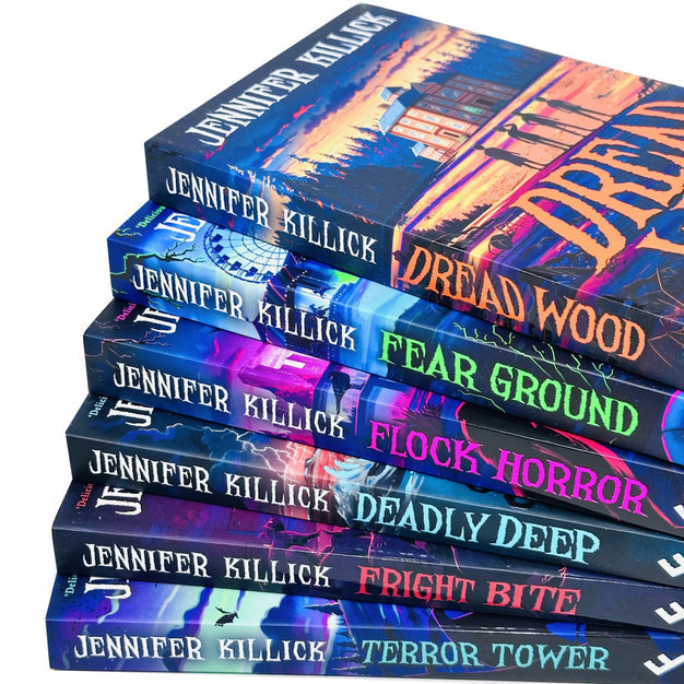 Dread Wood Series 6 Books Collection Set by Jennifer Killick - close-up of paperback covers for Deadly Deep and Terror Tower