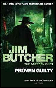 Jim Butcher Dresden Files paperback book covers showing Blood Rites, Dead Beat, Proven Guilty, White Night and Small Favour