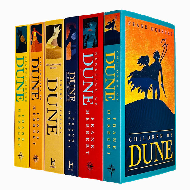Dune Series 6 Books Collection Set by Frank Herbert - paperback covers including Dune, Dune Messiah, Children of Dune and God Emperor of Dune
