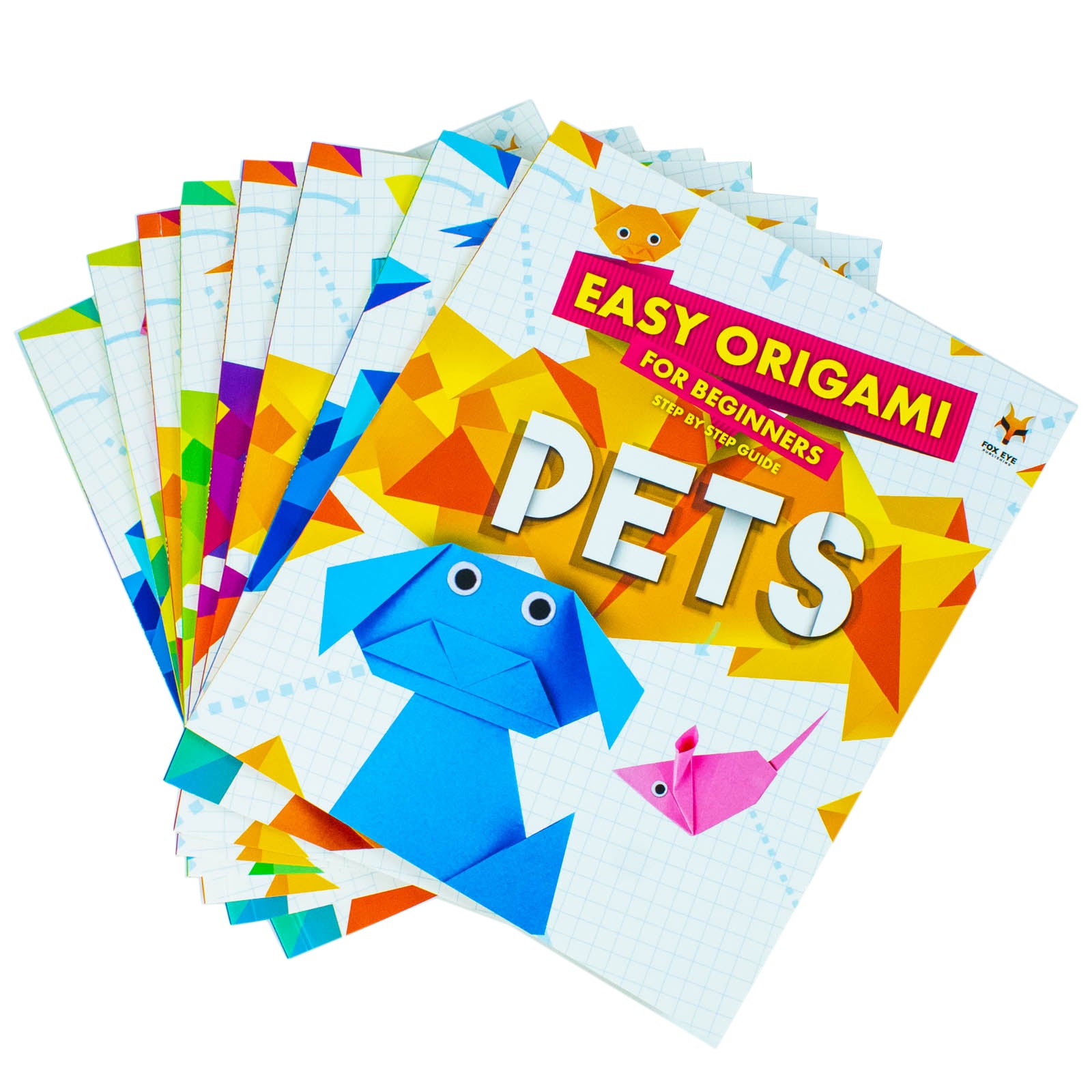 Step By Step Guide To Easy Origami For Beginners paperback book set - inside pages showing step-by-step folding instructions