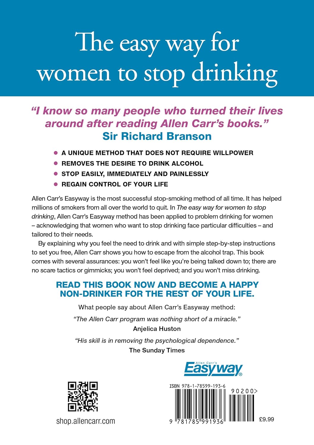 The Easy Way for Women to Stop Drinking by Allen Carr - paperback self help book detail view
