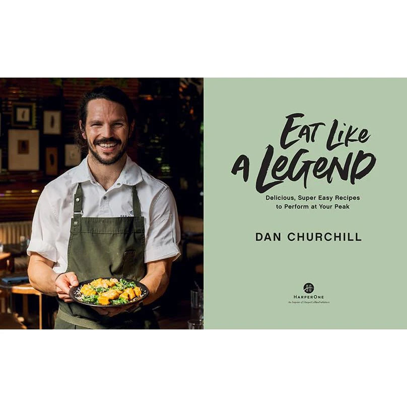 Eat Like A Legend by Dan Churchill hardback cookbook - inside recipe page showing healthy recipe layout