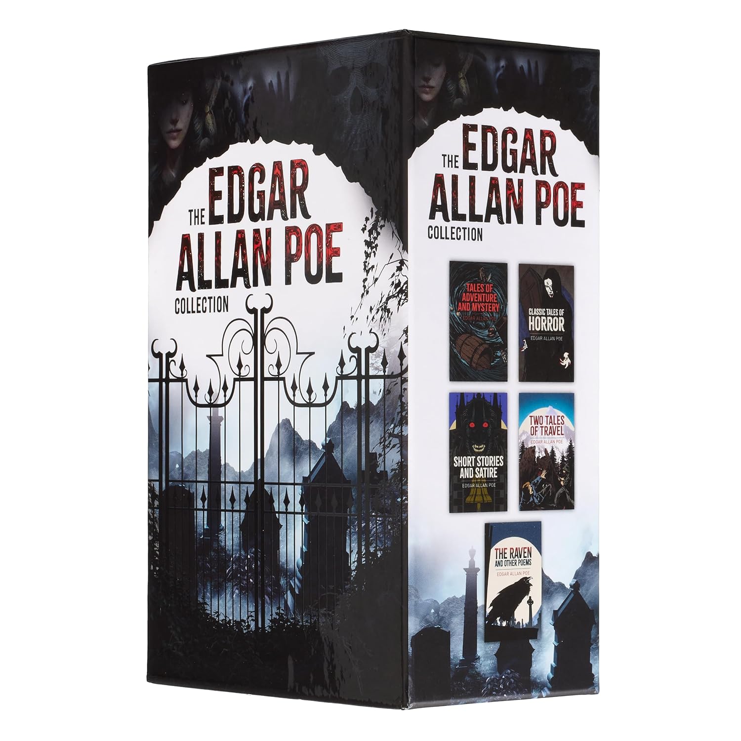 Front cover of The Edgar Allan Poe Collection 5 Book Boxed Set, paperback gothic classics