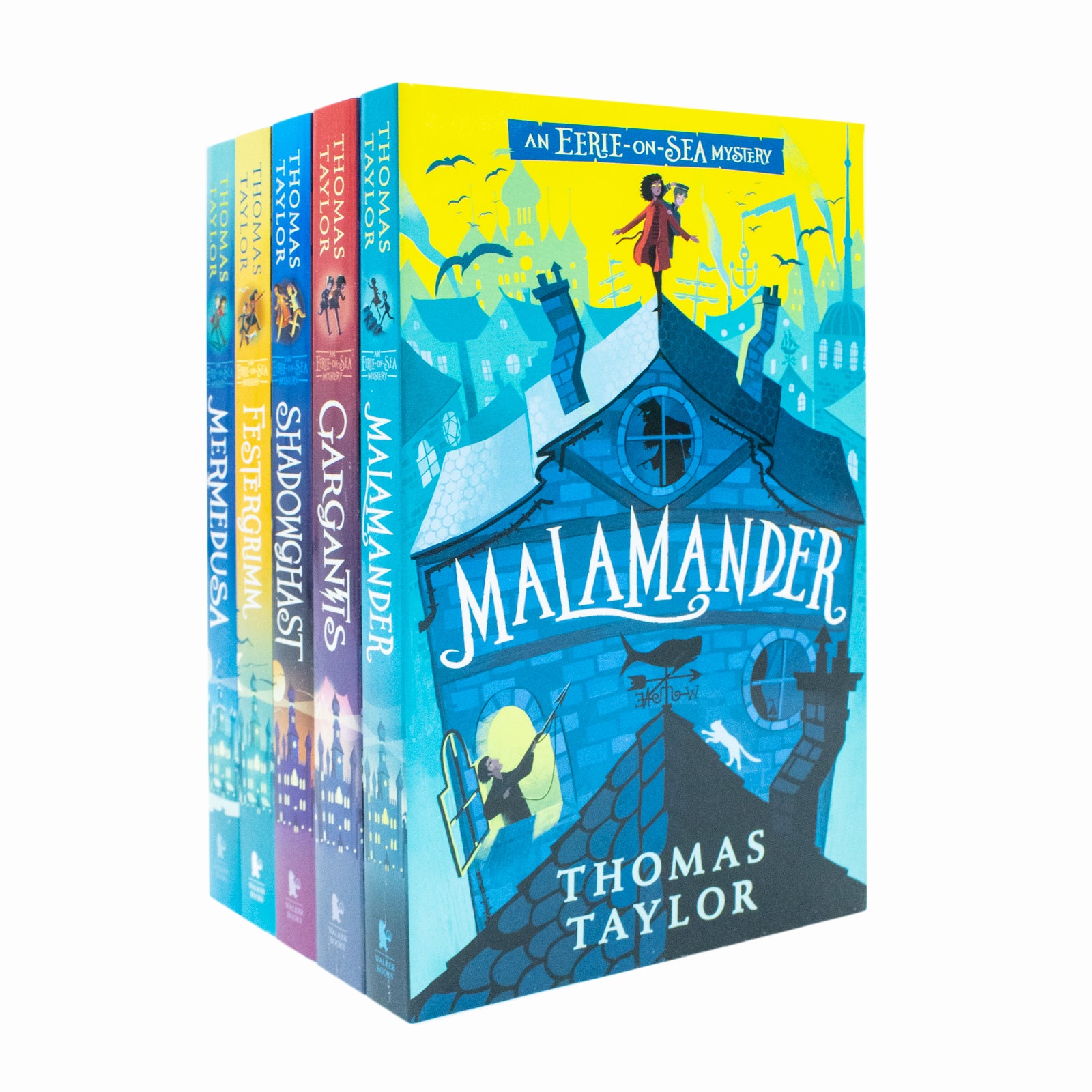 Eerie-on-Sea Mystery Series 5 Book Collection Set by Thomas Taylor - Malamander, Gargantis, Shadowghast, Festergrimm, Mermedusa - Paperback - Ages 8-12