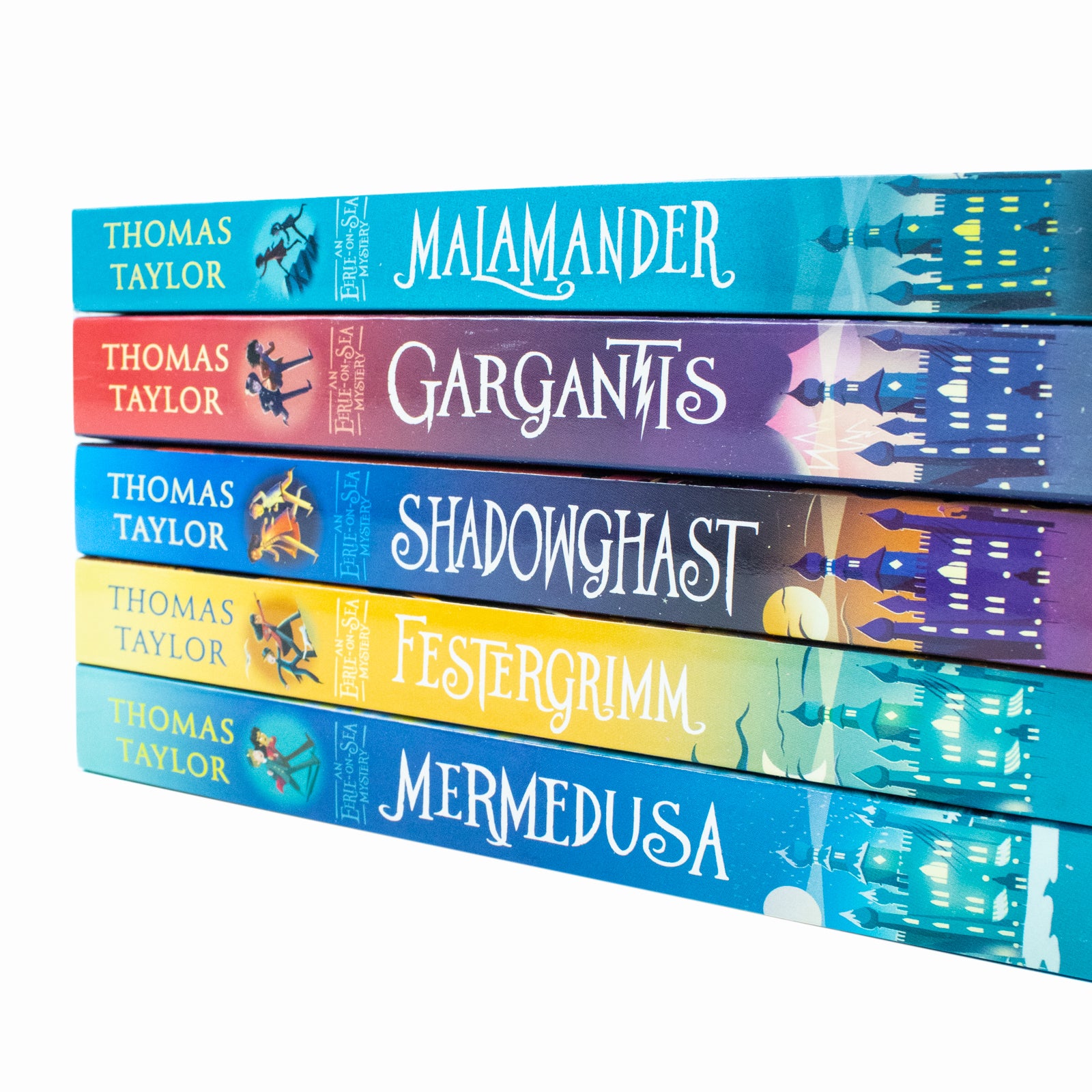 Eerie-on-Sea Mystery Series 5 Book Collection Set by Thomas Taylor - Malamander, Gargantis, Shadowghast, Festergrimm, Mermedusa - Paperback - Ages 8-12