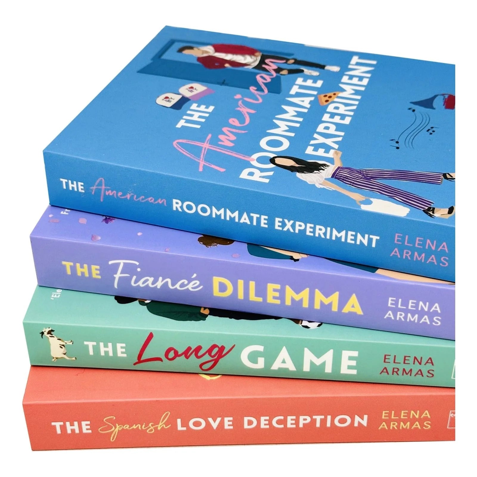 Elena Armas 4 book set - The Spanish Love Deception and American Roommate Experiment paperback covers