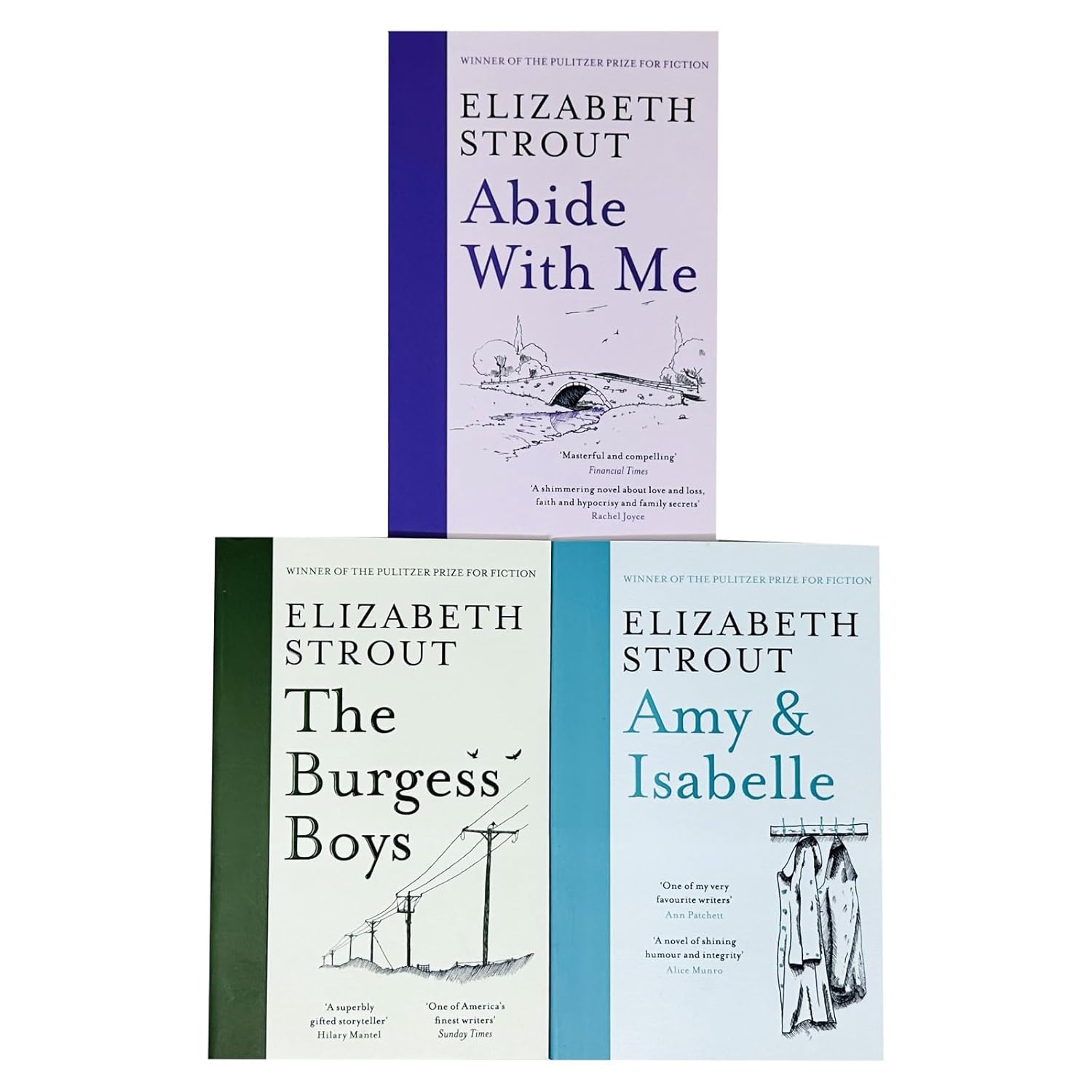 Elizabeth Strout 3 Books Collection Set paperback - Abide With Me novel cover close up