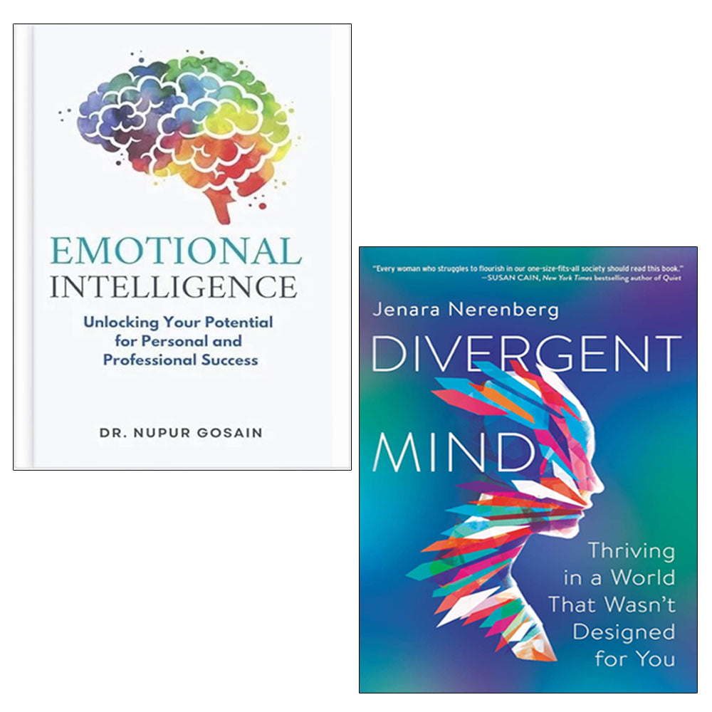 Emotional Intelligence and Divergent Mind 2 books collection set, paperback, self-help and neurodiversity gift set