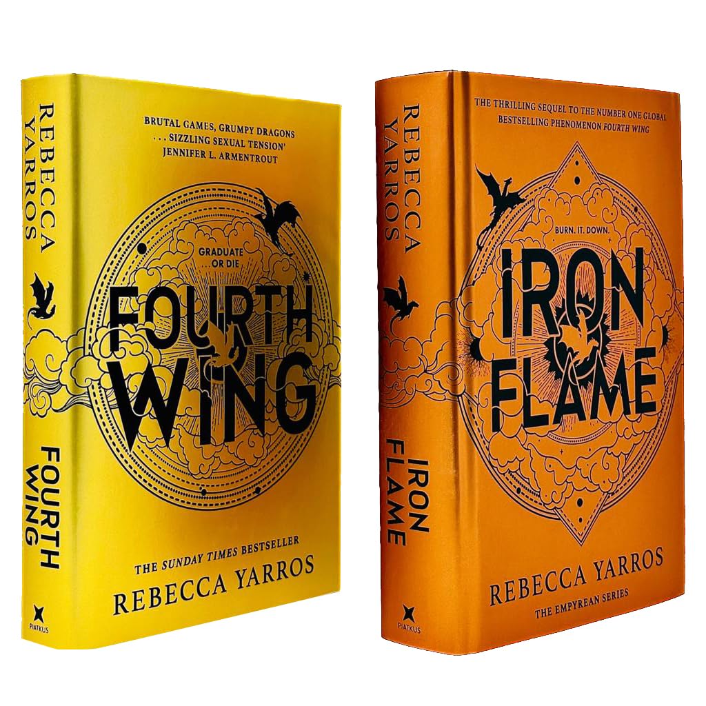 Fourth Wing and Iron Flame hardback book covers - Rebecca Yarros Empyrean series 2 book collection set
