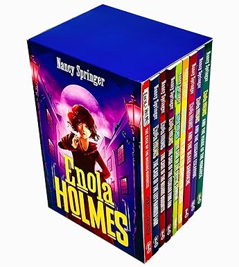 Enola Holmes paperback mystery collection by Nancy Springer, complete 9 book set for Ages 9-12