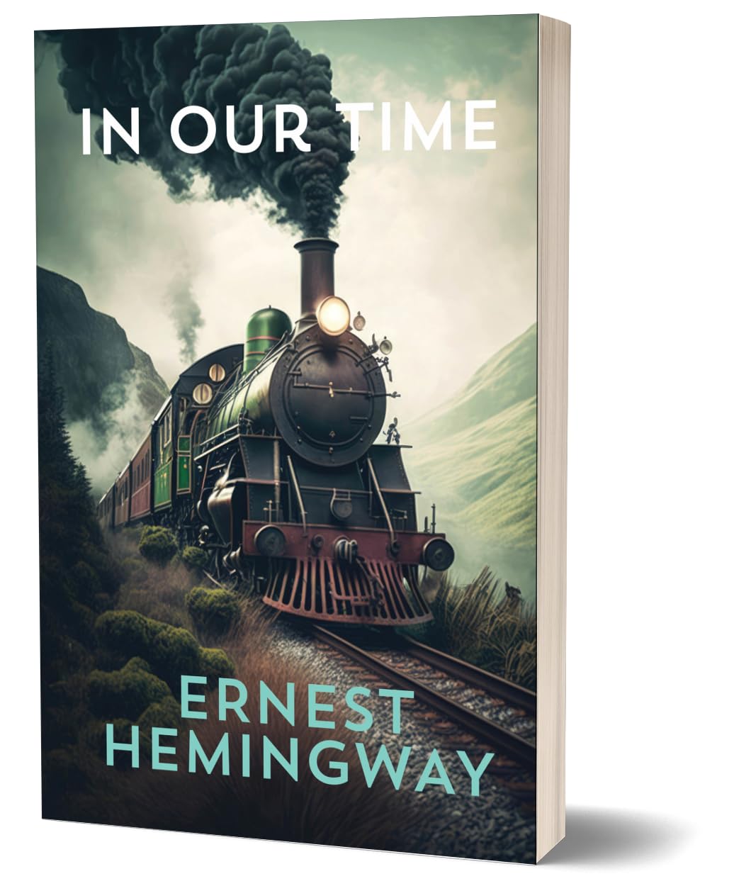 Close-up of Ernest Hemingway paperback collection set cover design