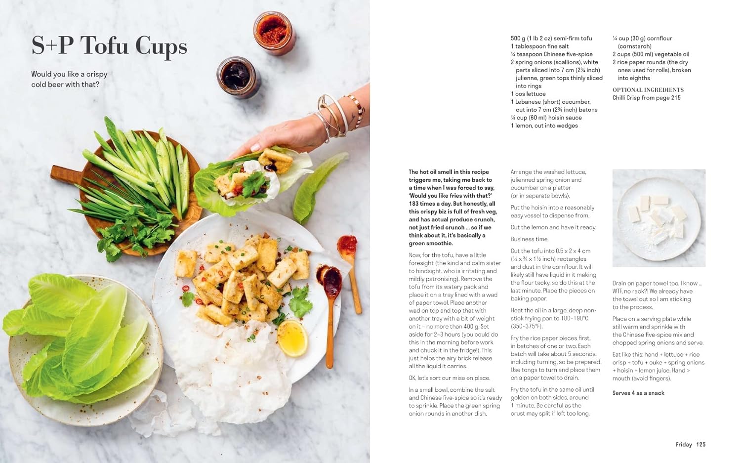 Every Night of the Week Veg by Lucy Tweed - vegetarian cookbook paperback back cover with recipe details