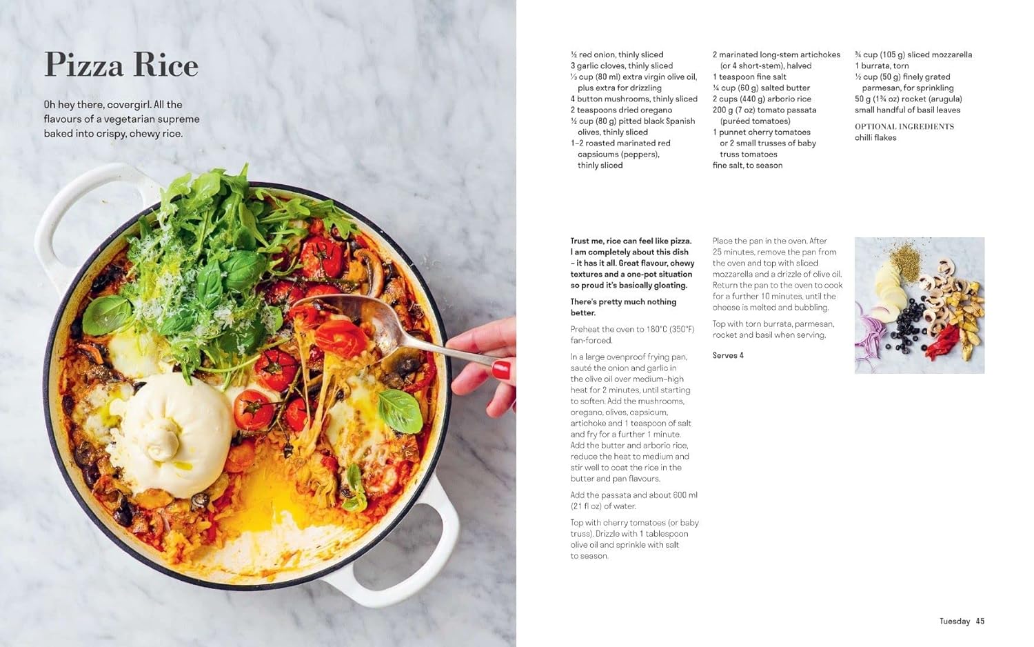 Every Night of the Week Veg by Lucy Tweed - vegetarian cookbook paperback sample inside pages