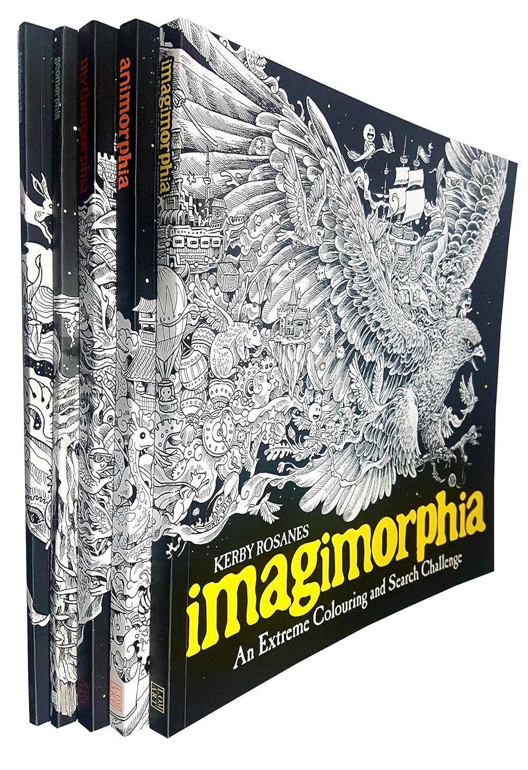 An Extreme Colouring and Search Challenge 5 Books Collection Set by Kerby Rosanes - Mythomorphia, Fantomorphia, Geomorphia, Animorphia, Imagimorphia - Paperback