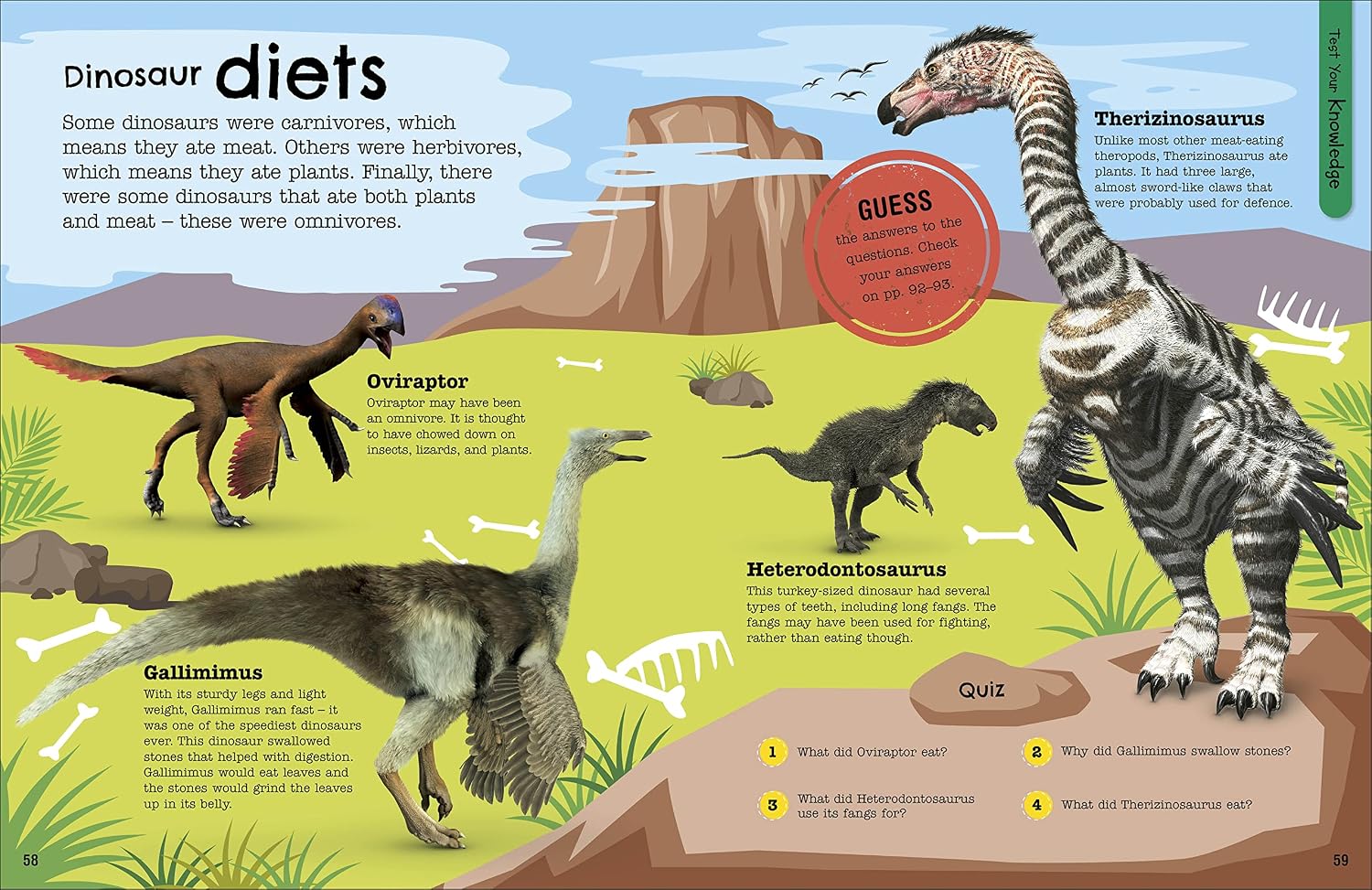 Dinosaur facts and colouring activity spread from The Fact-Packed Activity Book: Dinosaurs