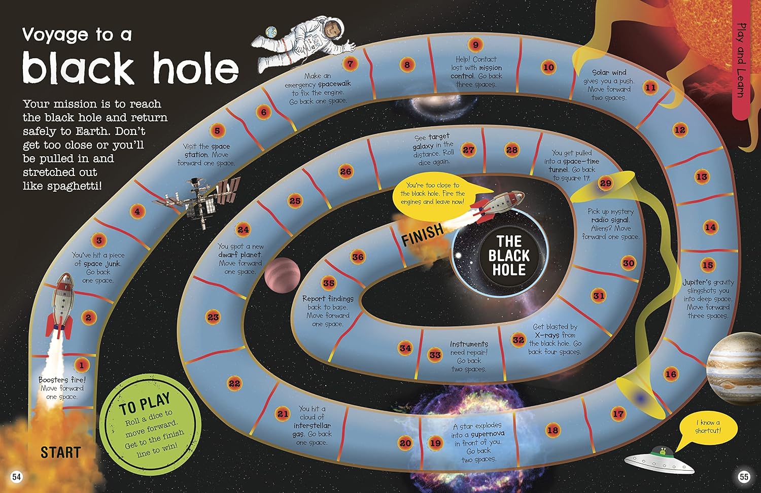 Inside pages of The Fact-Packed Activity Book: Space featuring planets and galaxy activities