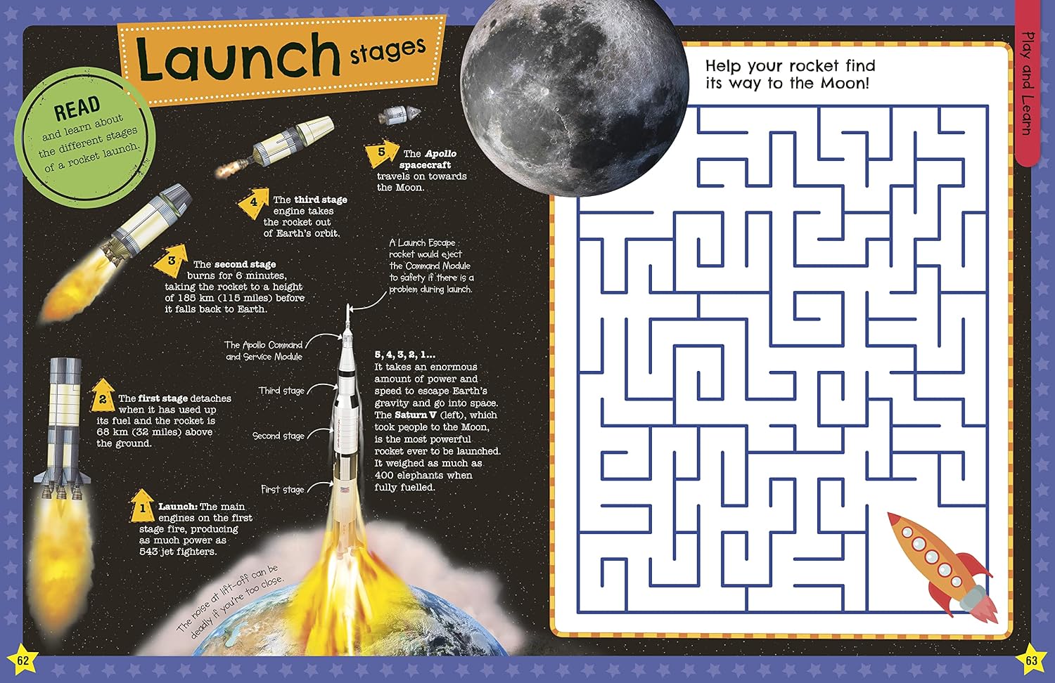 Inside pages of The Fact-Packed Activity Book: Space with astronaut facts and quizzes