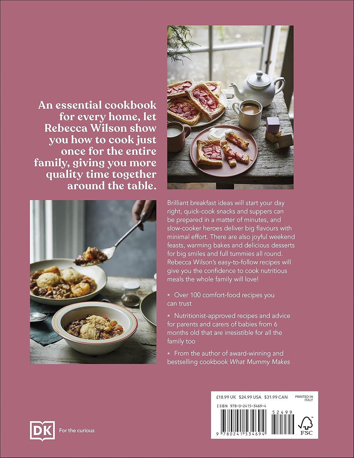 Family Comforts: Simple, Heartwarming Food to Enjoy Together by Rebecca Wilson - hardback cookbook back cover