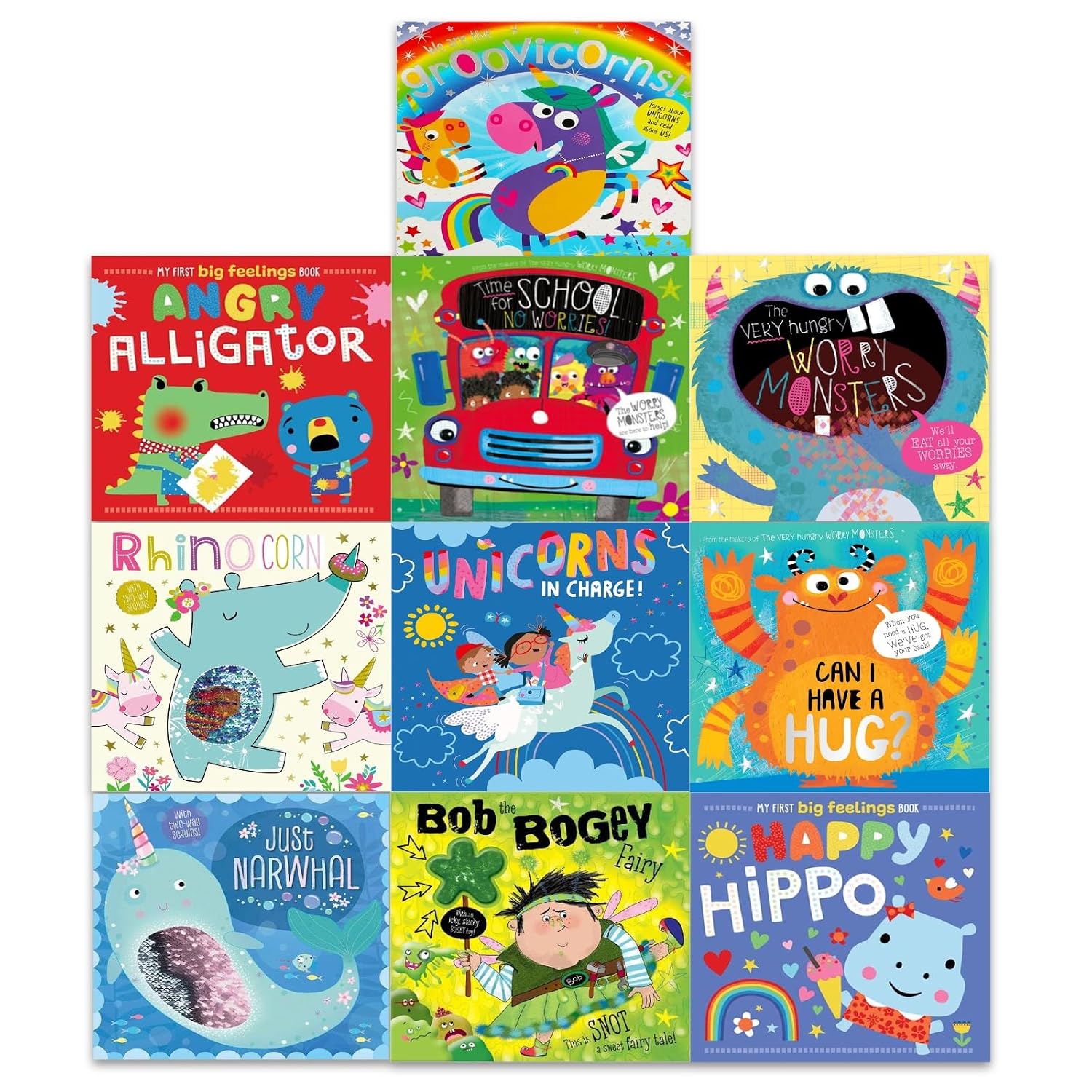 Feelings collection paperback set showing The Very Hungry Worry Monsters and My First Big Feelings titles